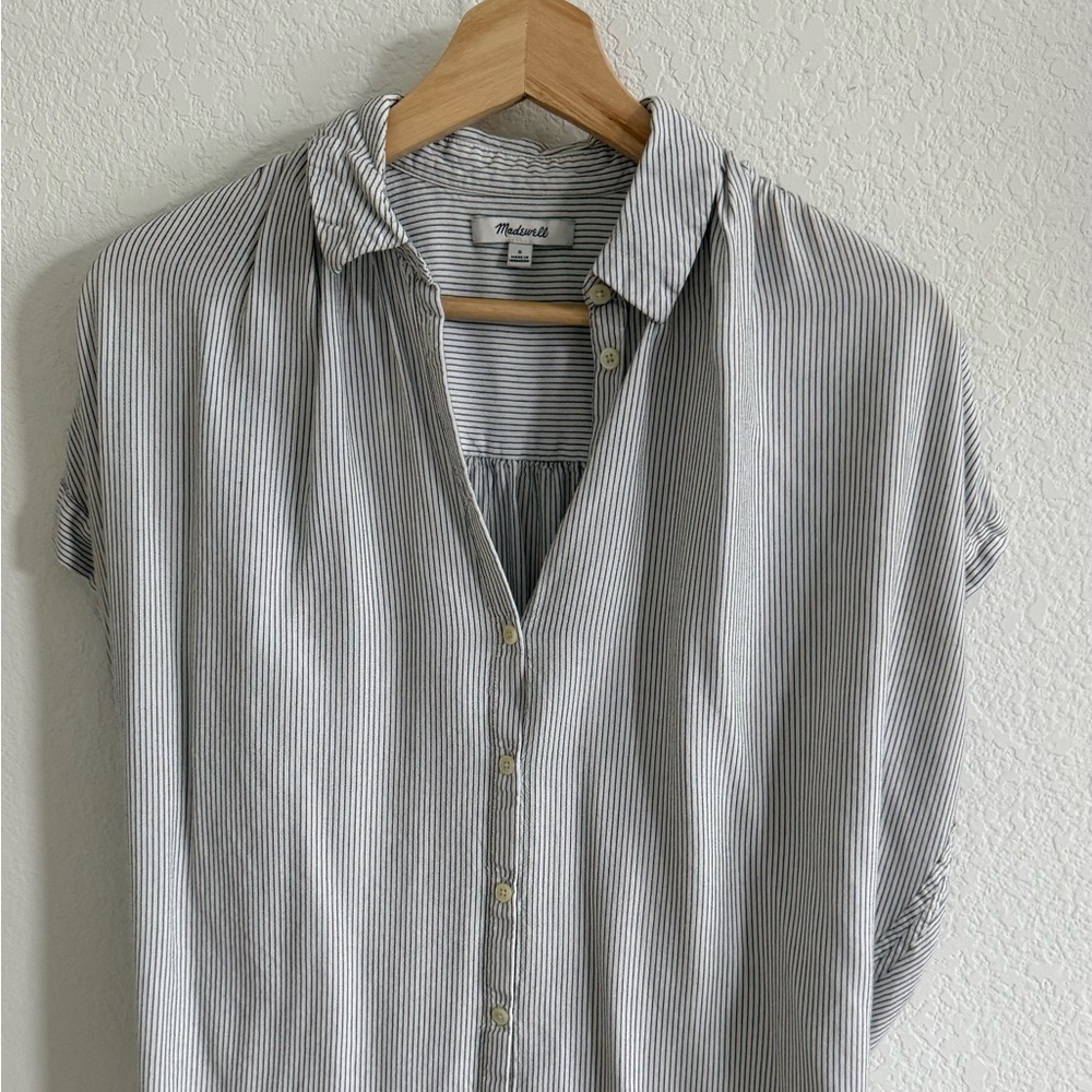 Madewell Black and White Striped Button Down Shirt